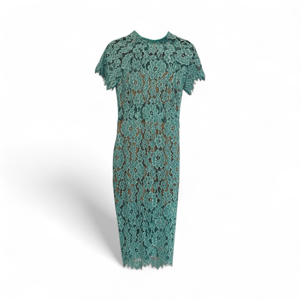 Alexis Teal and Beige Lace Dress